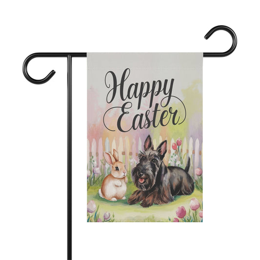 Printify Home Decor 12'' × 18'' Black Scottish Terrier Easter Garden Flag, Spring Front Yard Decor, Housewarming gift