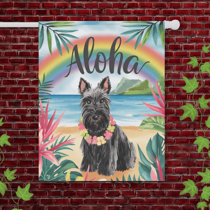 Printify Garden Flag 24.5'' × 32'' Black Scottish Terrier Scottie Aloha Garden Flag