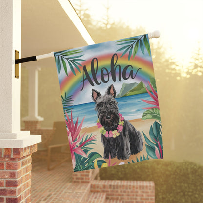 Printify Garden Flag Black Scottish Terrier Scottie Aloha Garden Flag