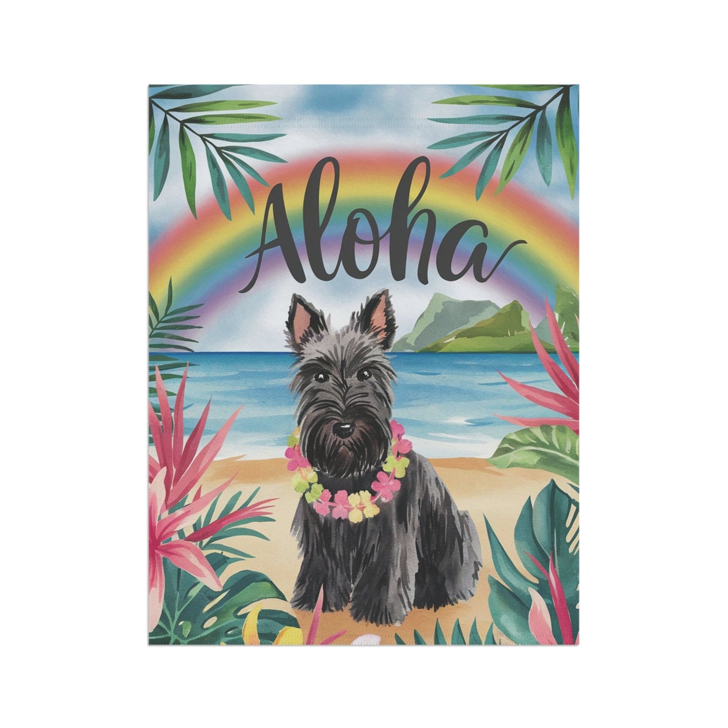 Printify Garden Flag Black Scottish Terrier Scottie Aloha Garden Flag