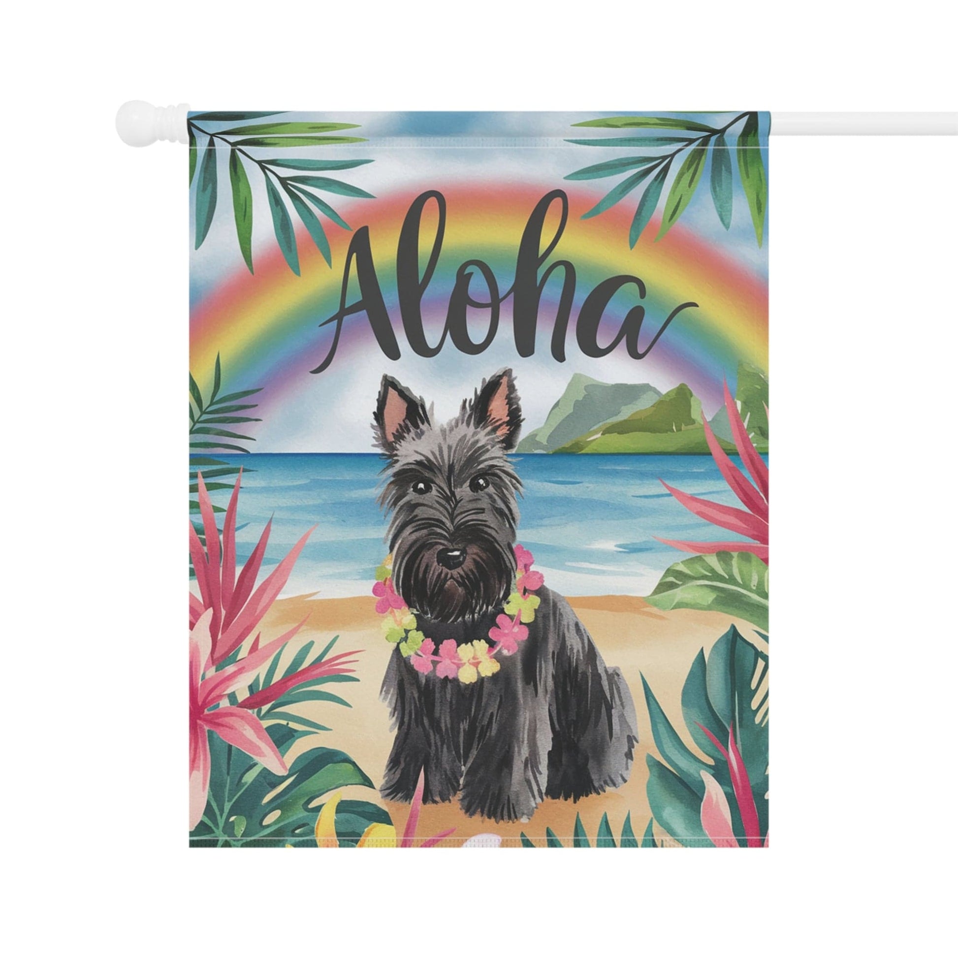 Printify Garden Flag Black Scottish Terrier Scottie Aloha Garden Flag