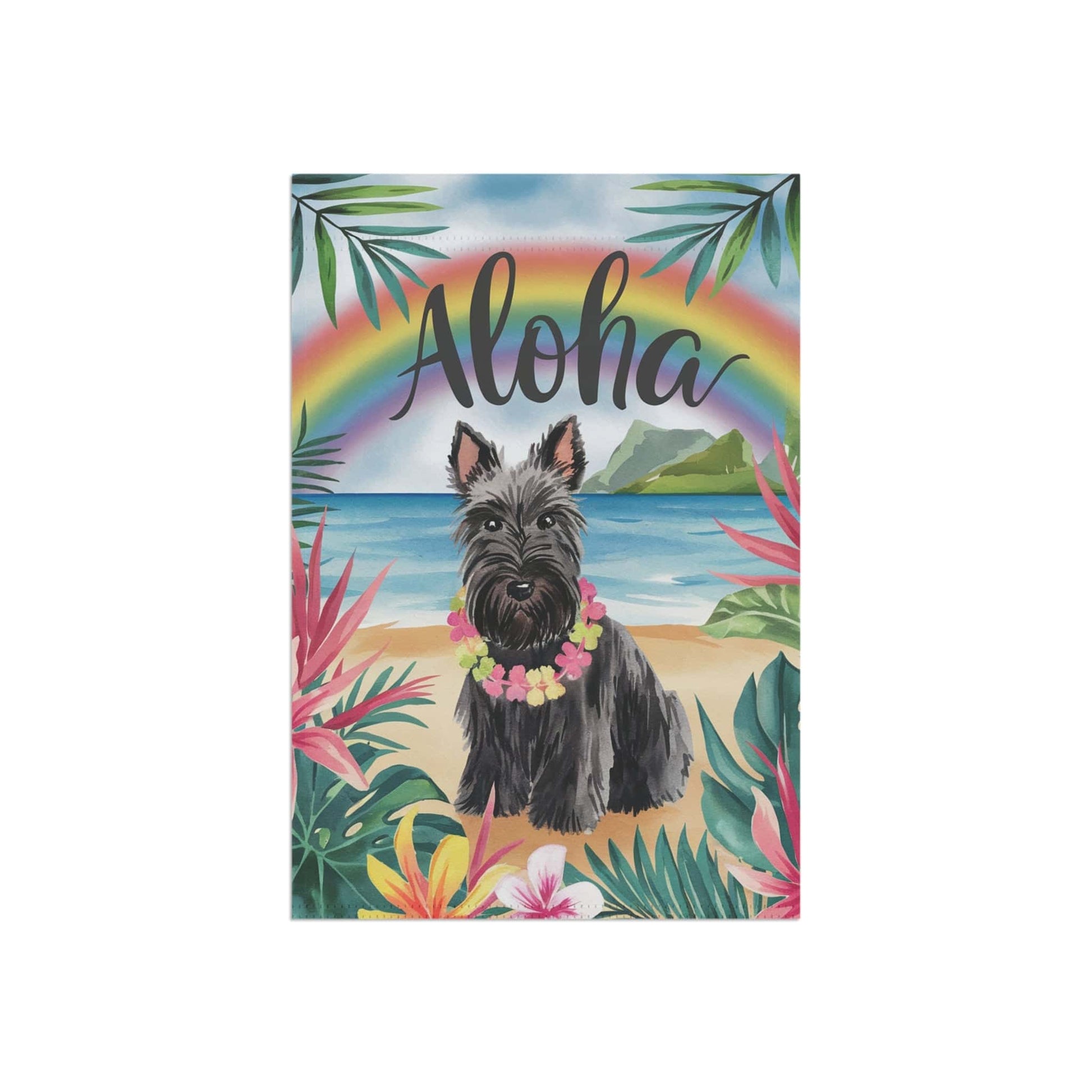 Printify Garden Flag Black Scottish Terrier Scottie Aloha Garden Flag