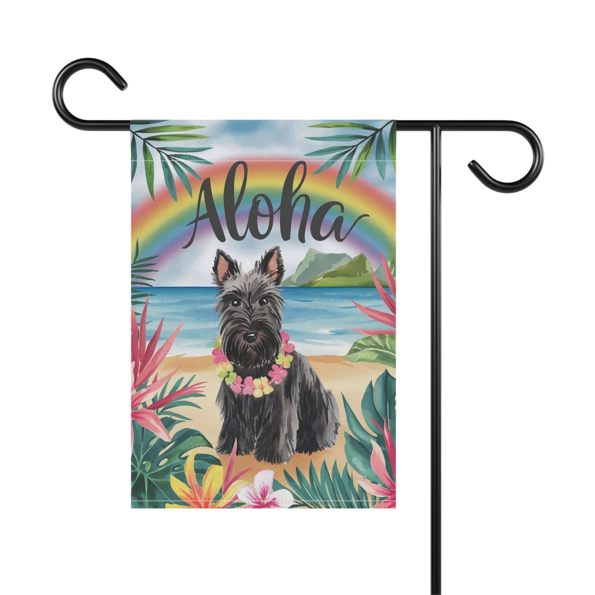 Printify Garden Flag Black Scottish Terrier Scottie Aloha Garden Flag
