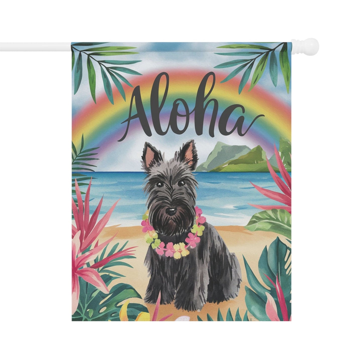Printify Garden Flag Black Scottish Terrier Scottie Aloha Garden Flag