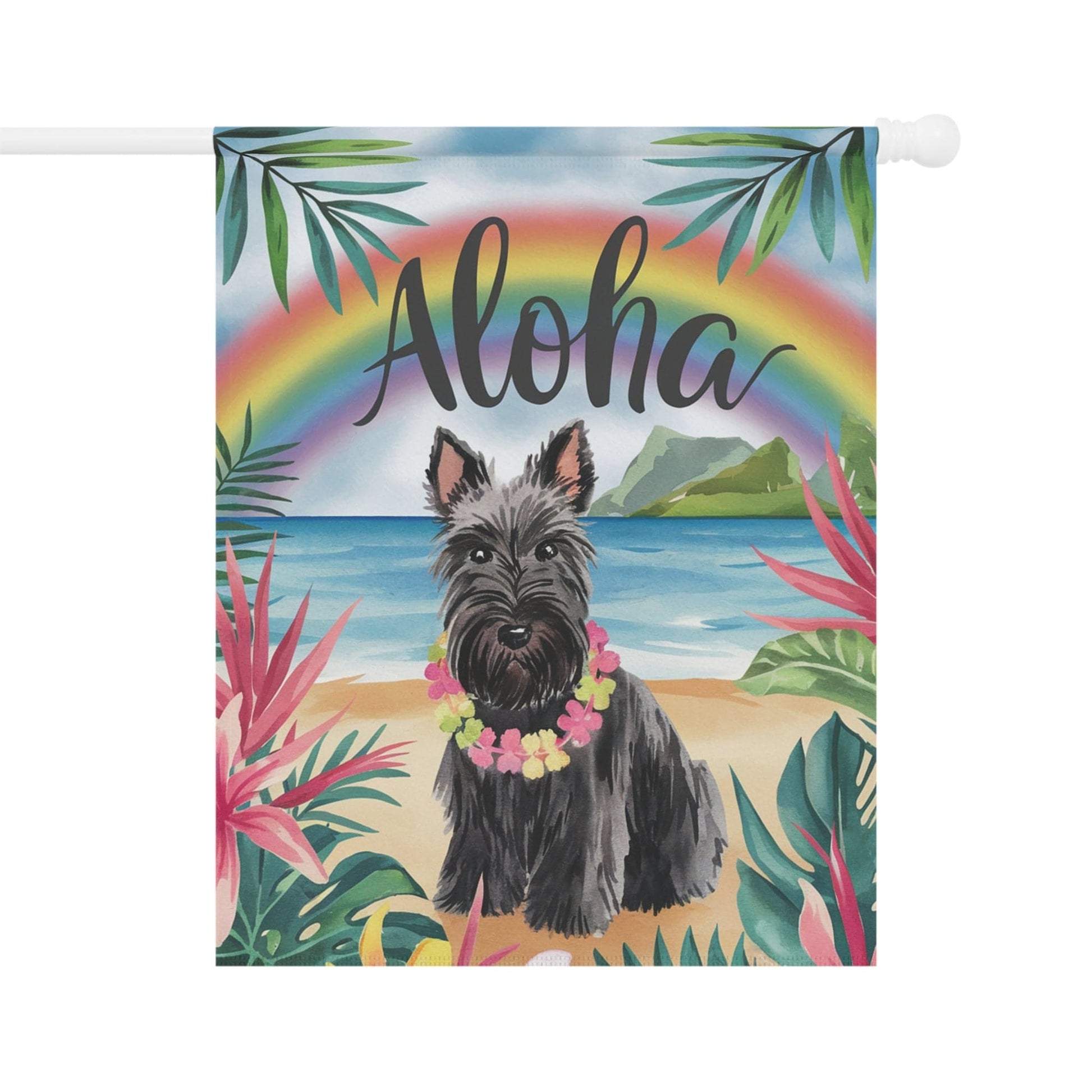 Printify Garden Flag Black Scottish Terrier Scottie Aloha Garden Flag