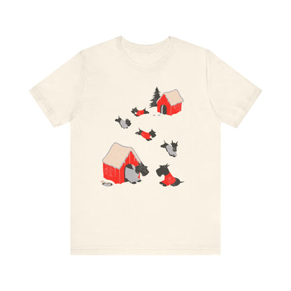 Printify T-Shirt Natural / S Black Scottish Terrier Snow Play TShirt