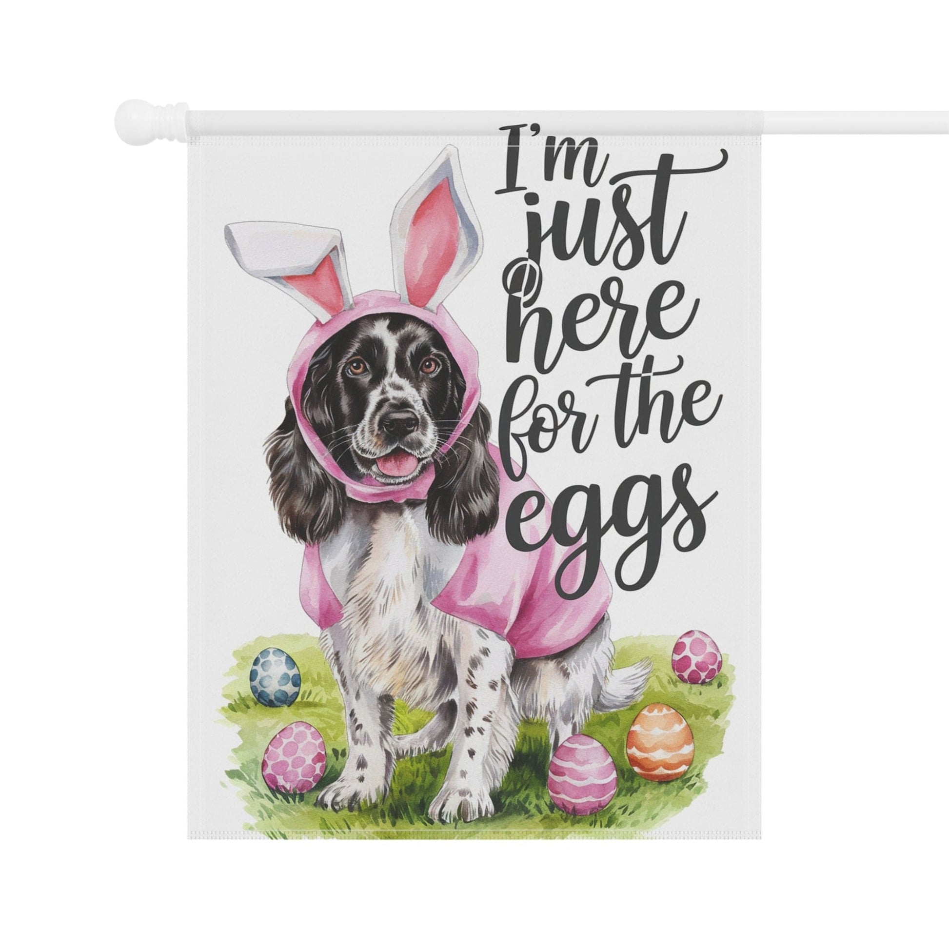 Printify Home Decor Black Springer Spaniel Easter Garden Decor, Front Yard Flag, Spring Housewarming Decor