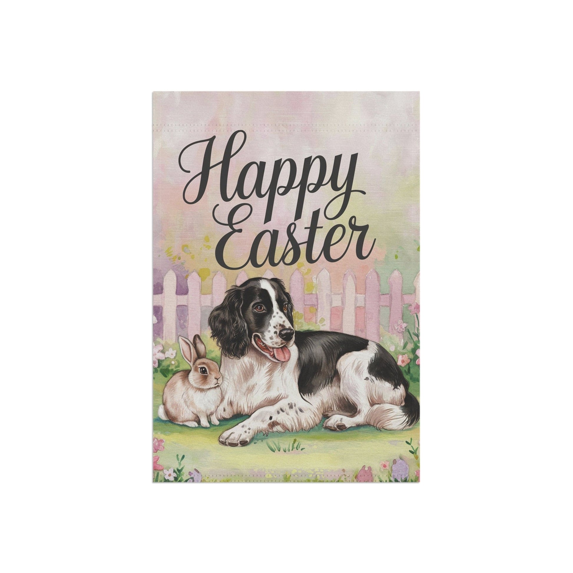 Printify Home Decor Black Springer Spaniel Easter Garden Flags, Spring Gardener Gift, Front Yard Spring Decor