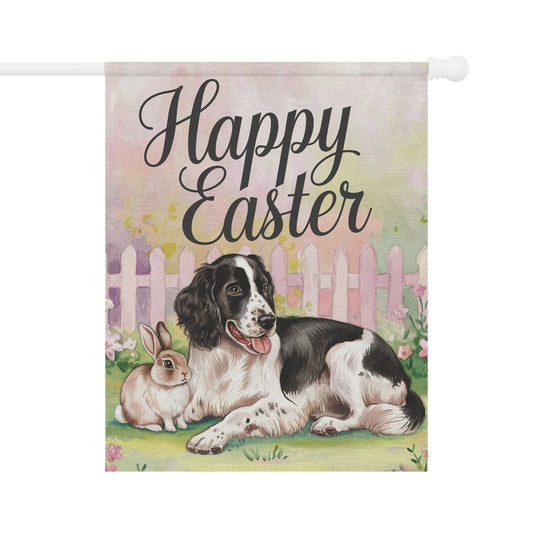 Printify Home Decor 24.5'' × 32'' Black Springer Spaniel Easter Garden Flags, Spring Gardener Gift, Front Yard Spring Decor