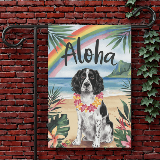 Printify Garden Flag 12'' × 18'' Black Springer Spaniel Hawaii Garden Flag