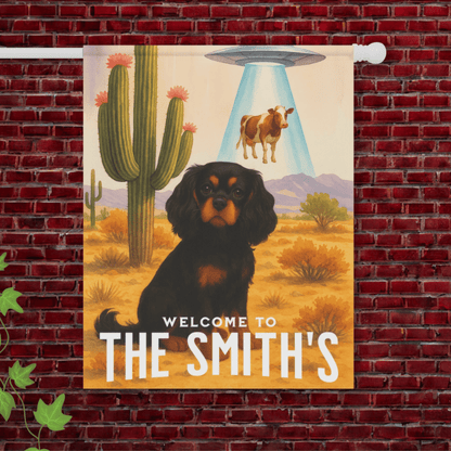 Black Tan Cavalier Aliens Garden Flag 24.5'' × 32''