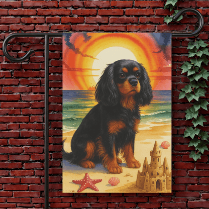 Black Tan Cavalier Beach Garden Flag 12'' × 18''