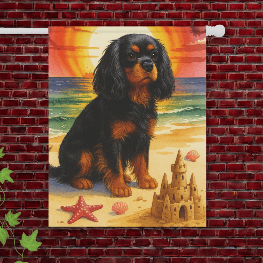 Black Tan Cavalier Beach Garden Flag 24.5'' × 32''