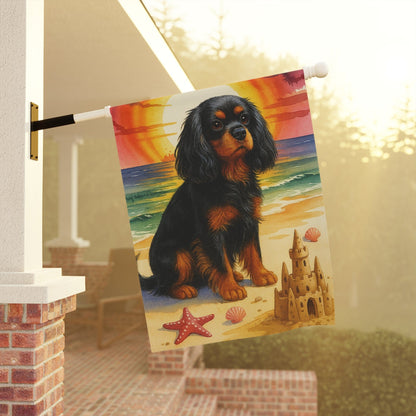 Black Tan Cavalier Beach Garden Flag