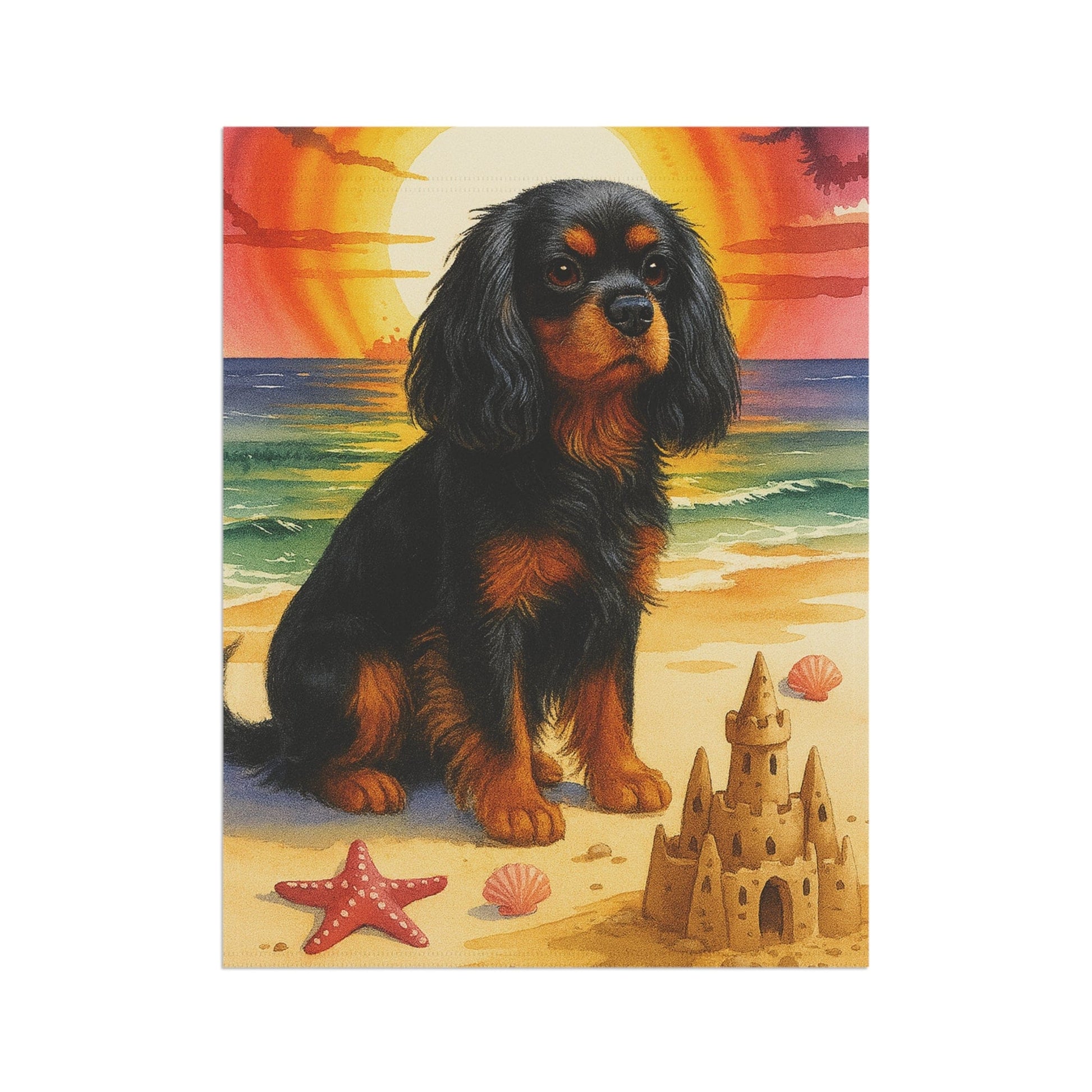 Black Tan Cavalier Beach Garden Flag