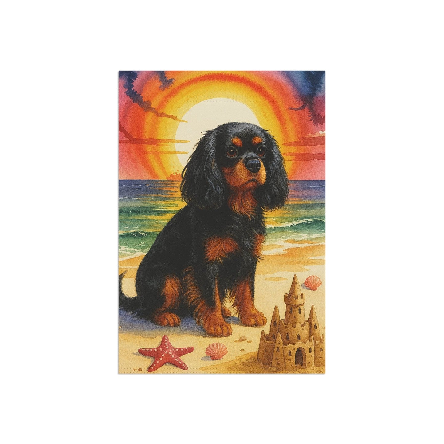 Black Tan Cavalier Beach Garden Flag
