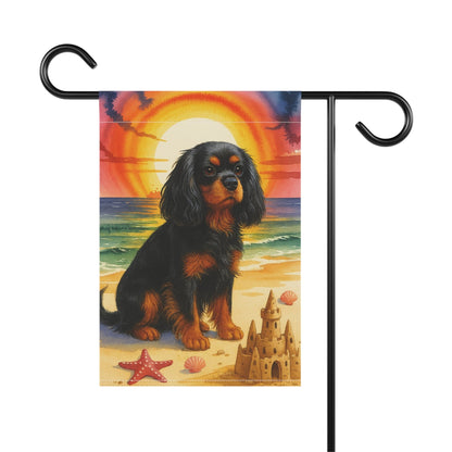 Black Tan Cavalier Beach Garden Flag