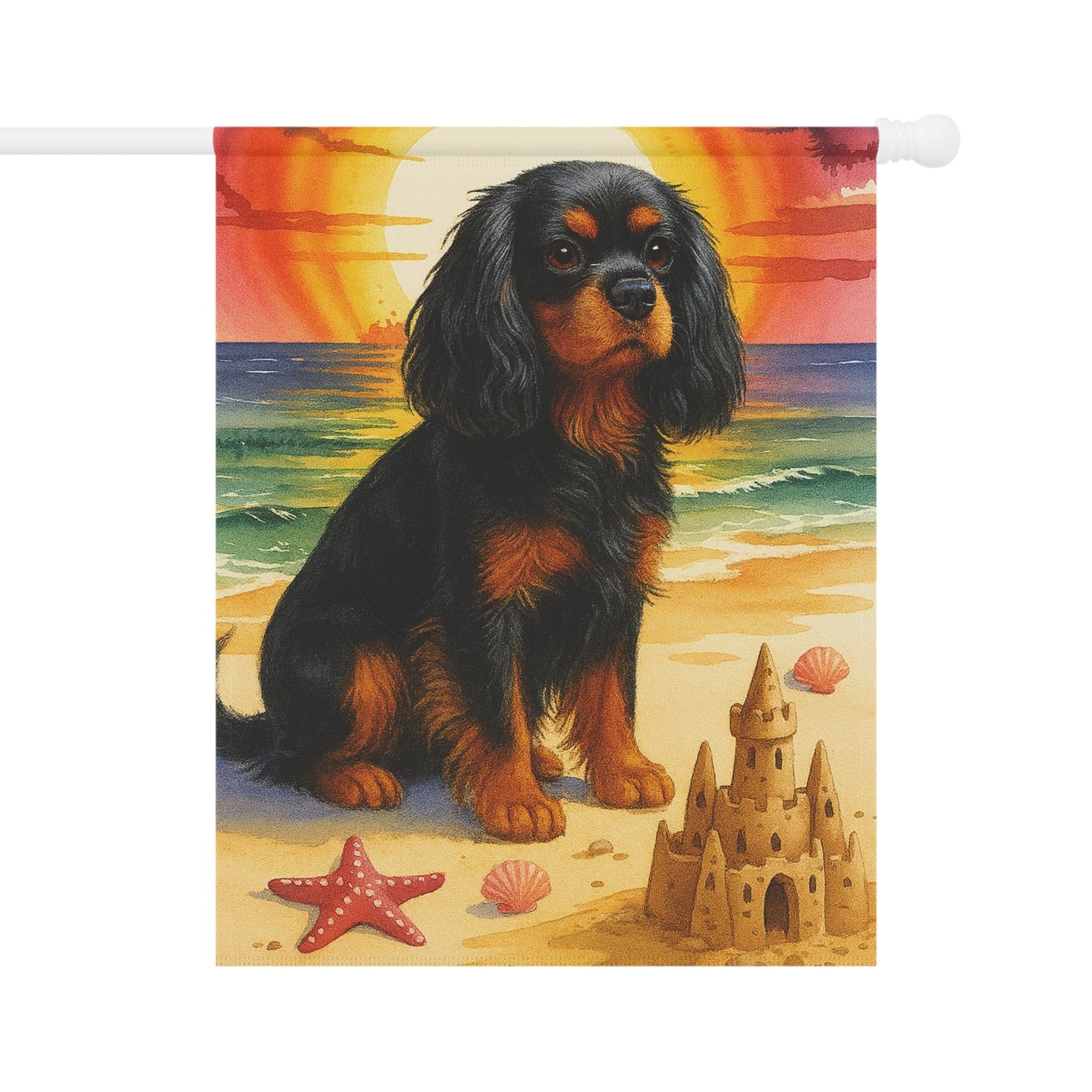 Black Tan Cavalier Beach Garden Flag