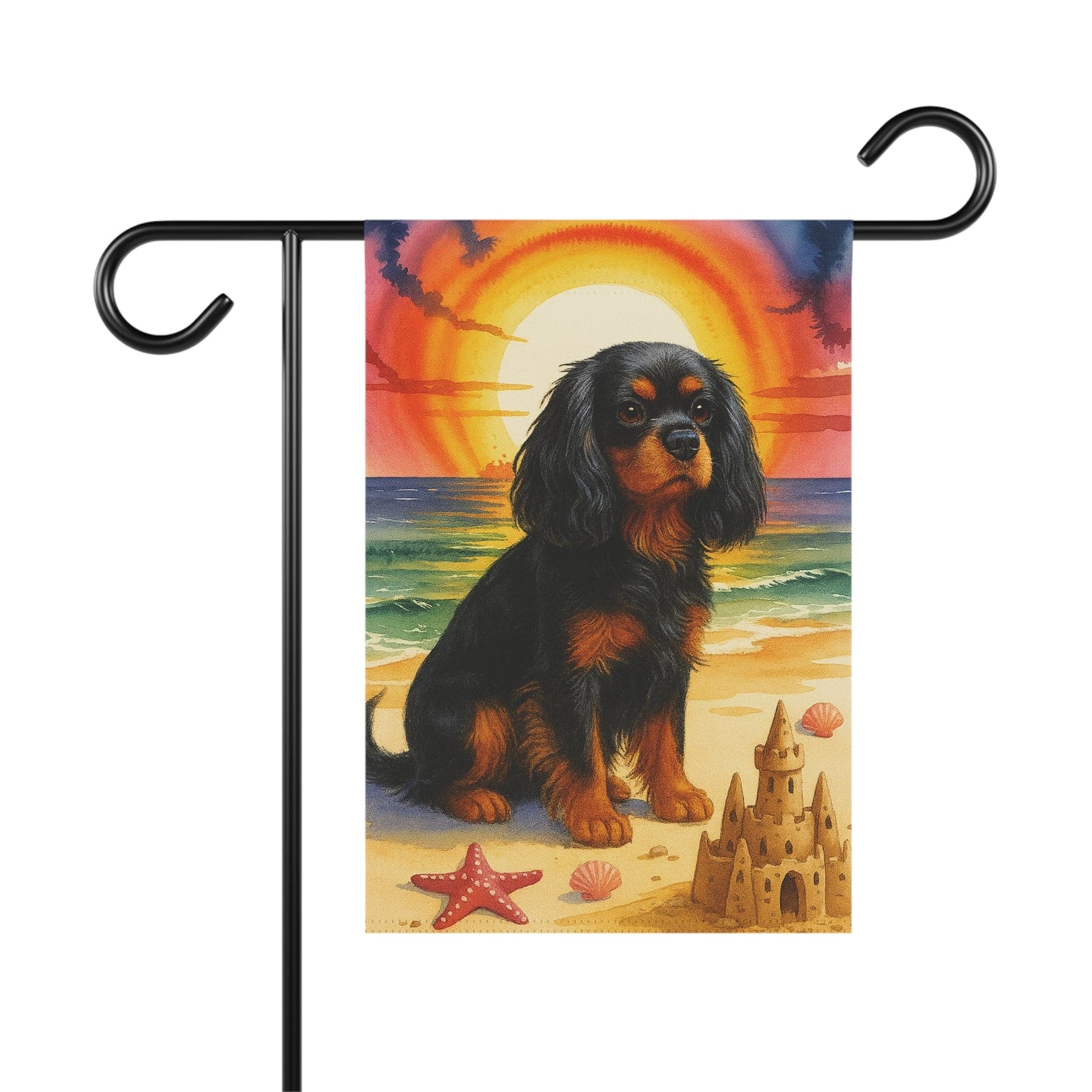 Black Tan Cavalier Beach Garden Flag