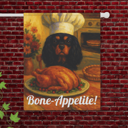Black Tan Cavalier Bone-Appetite Garden Flag 24.5'' × 32''