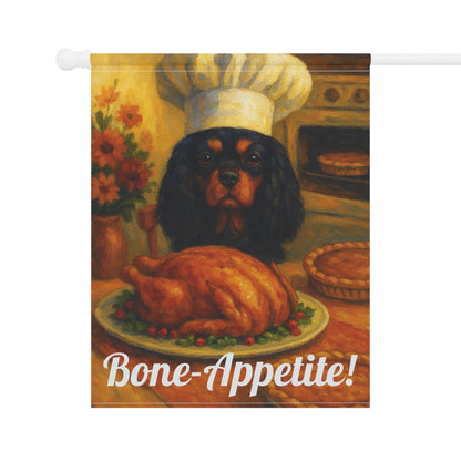 Black Tan Cavalier Bone-Appetite Garden Flag