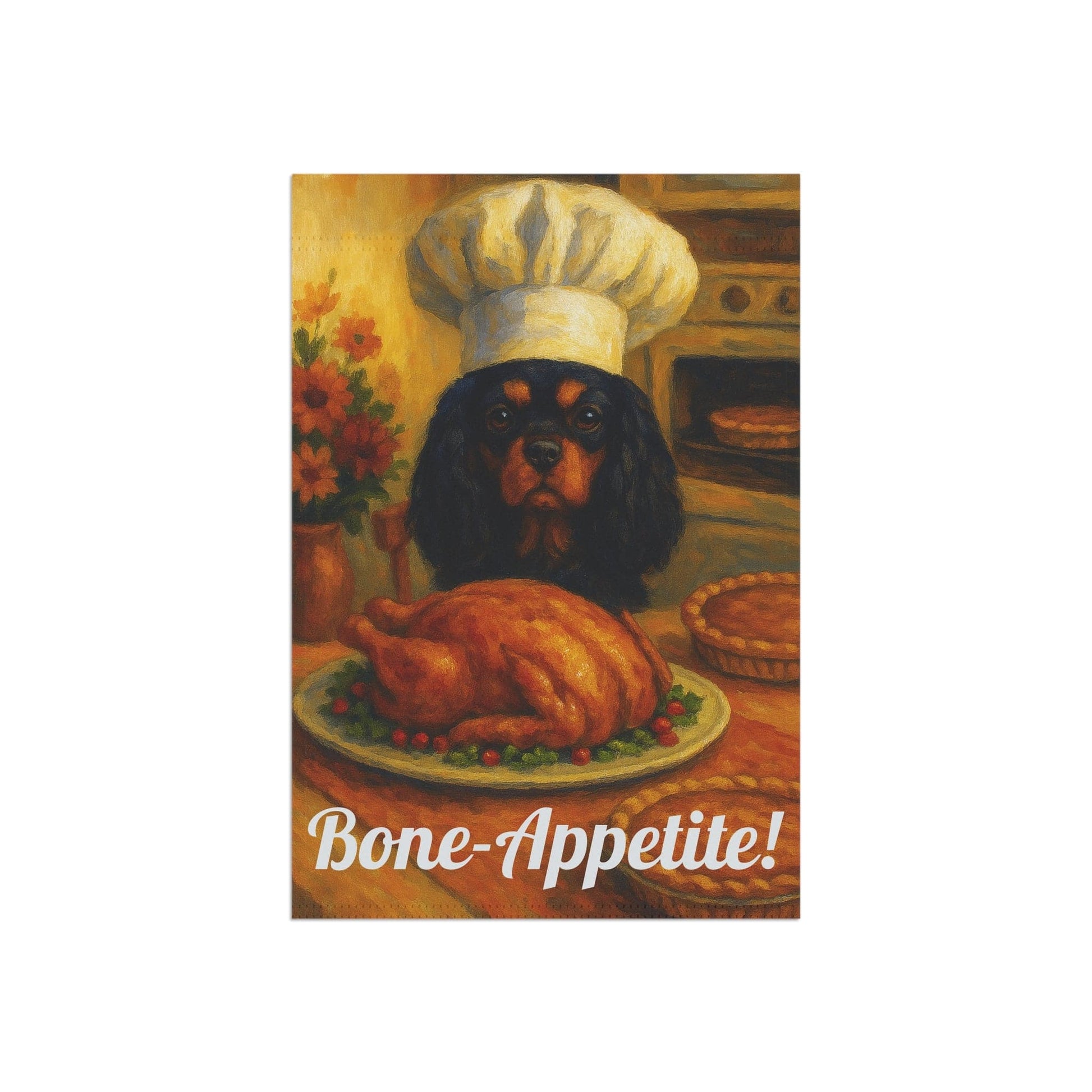 Black Tan Cavalier Bone-Appetite Garden Flag