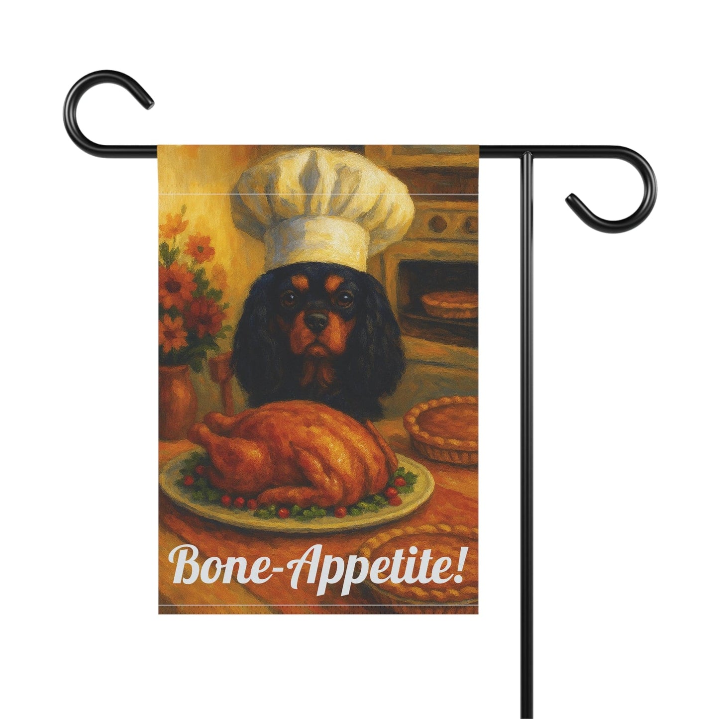 Black Tan Cavalier Bone-Appetite Garden Flag