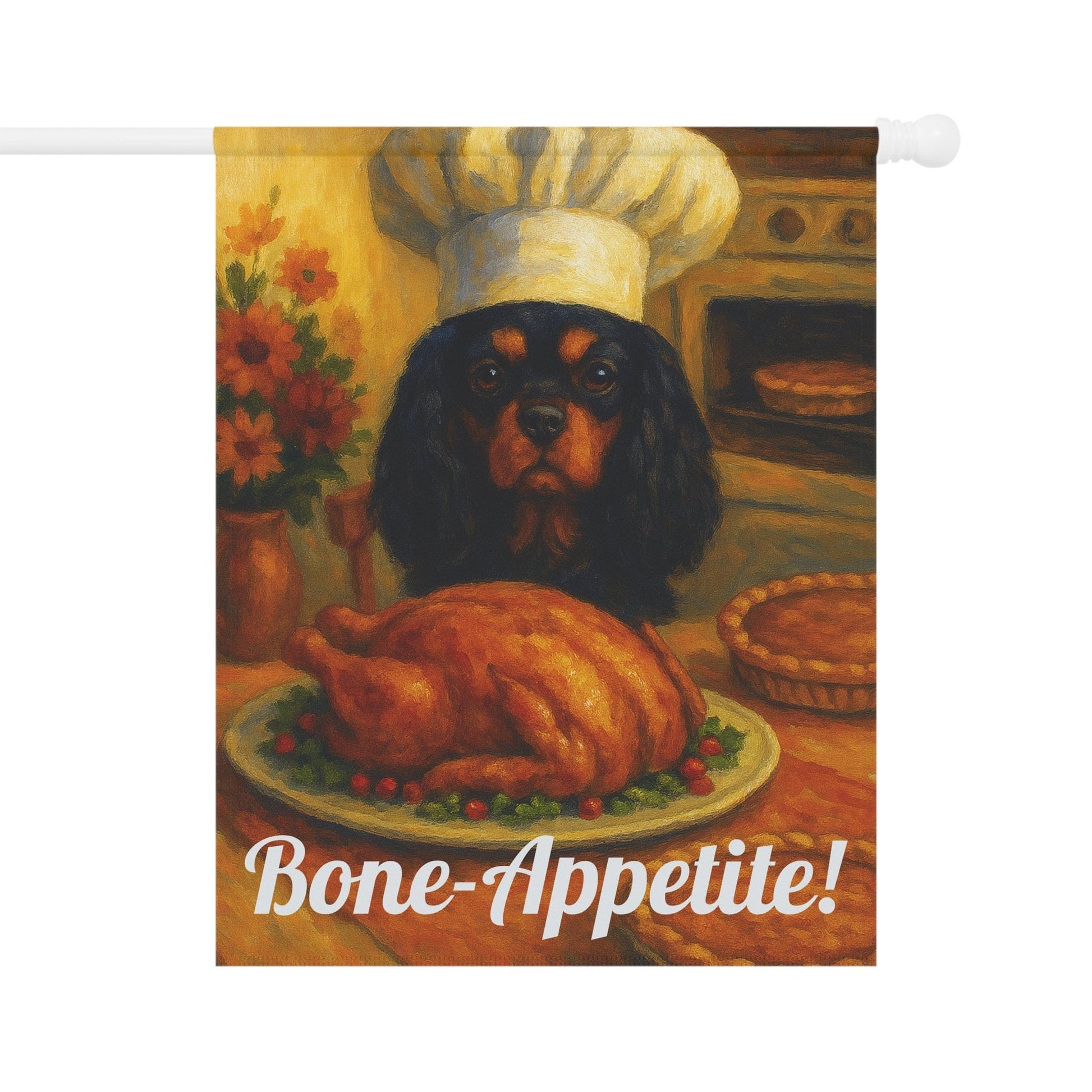 Black Tan Cavalier Bone-Appetite Garden Flag