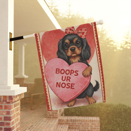 Personalized Cavalier Boops Valentines Garden Flag