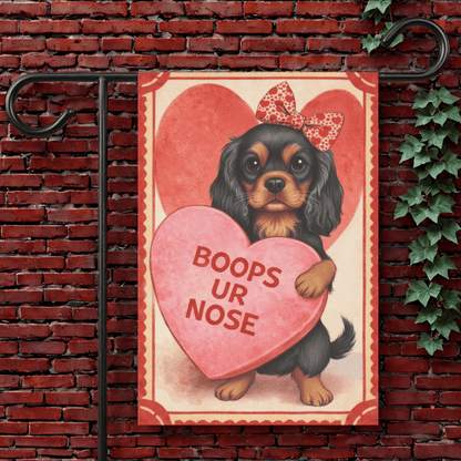 Personalized Cavalier Boops Valentines Garden Flag 12'' × 18''