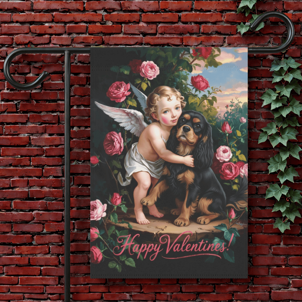 Personalized Cavalier Cupids Garden Yard Flag 12'' × 18''