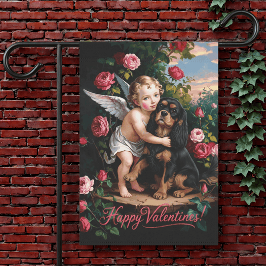 Personalized Cavalier Cupids Garden Yard Flag 12'' × 18''