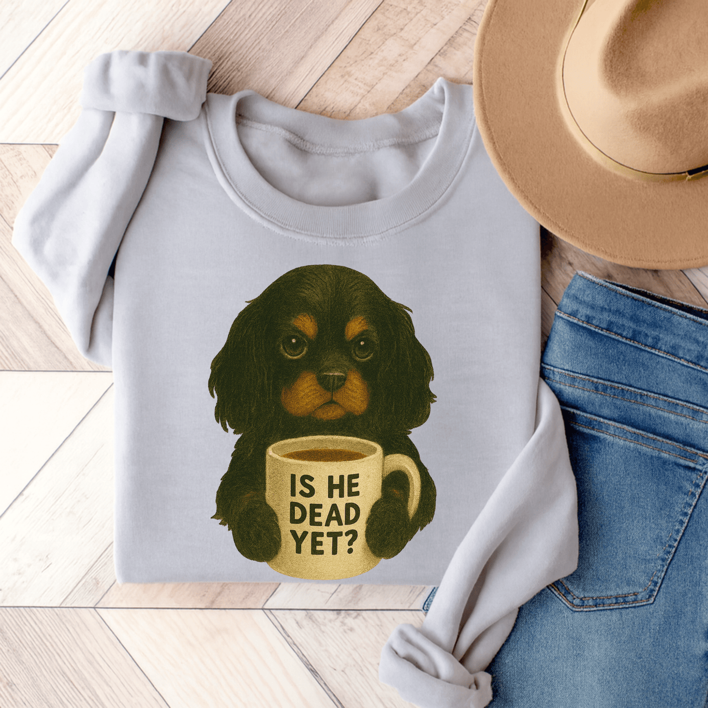 Black Tan Cavalier Dead Yet Sweatshirt Ash