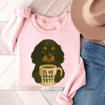 Black Tan Cavalier Dead Yet Sweatshirt Light Pink