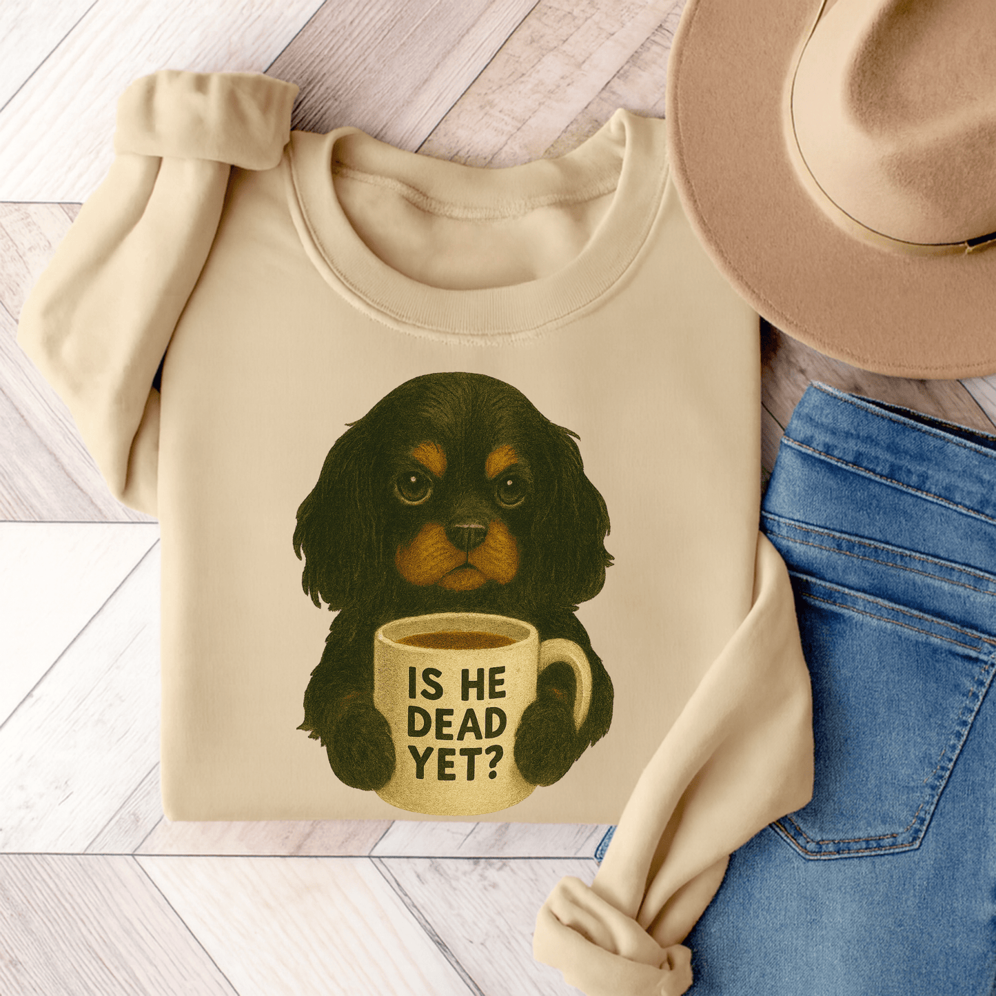 Black Tan Cavalier Dead Yet Sweatshirt Sand