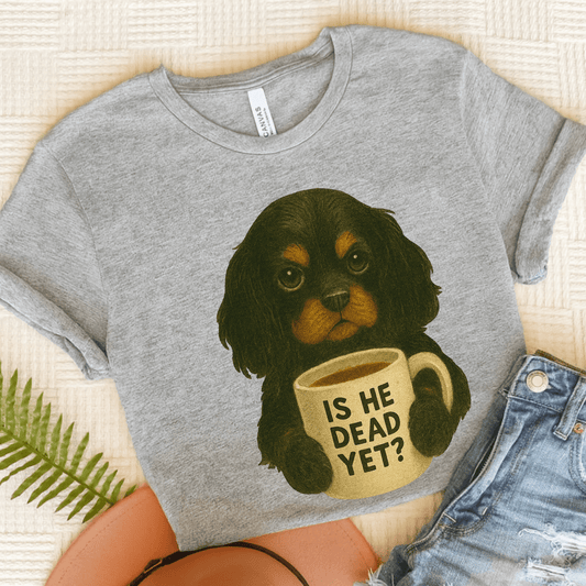 Black Tan Cavalier Dead Yet TShirt Athletic Heather