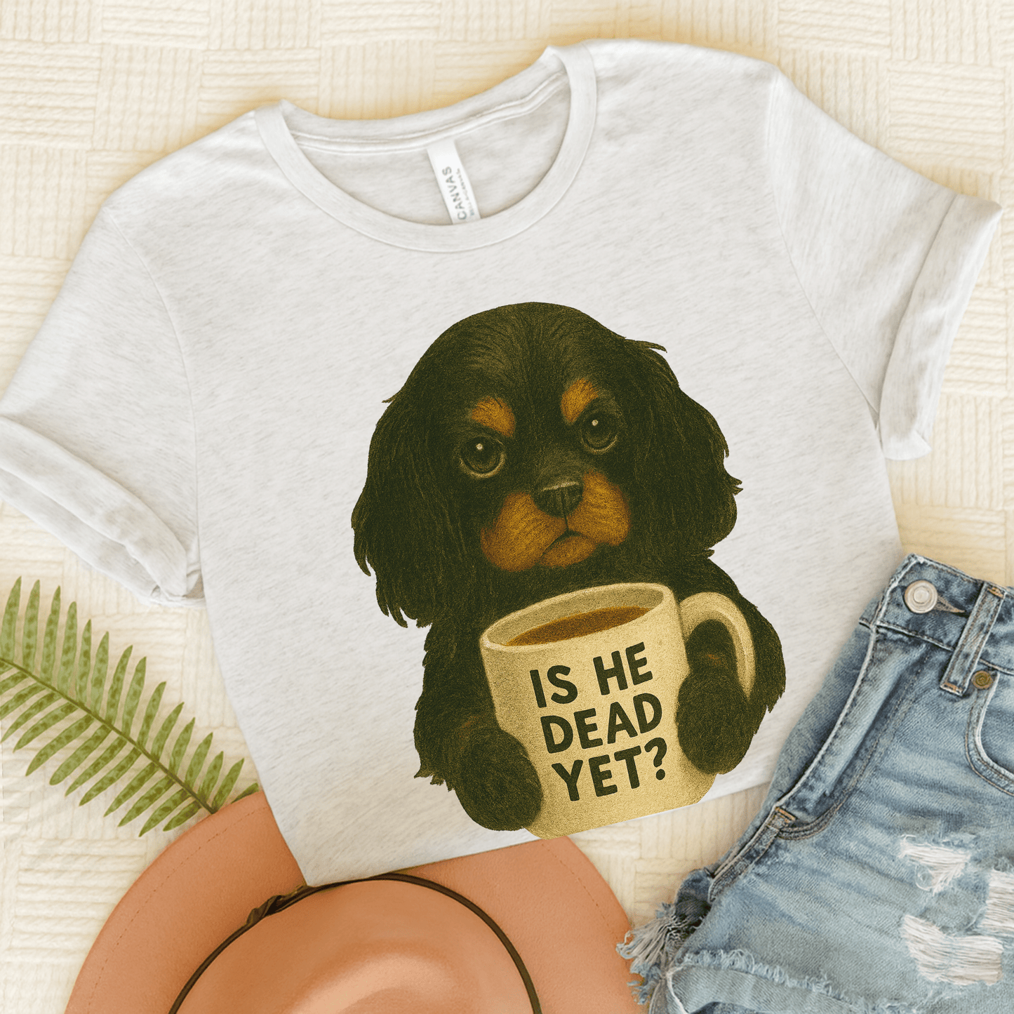 Black Tan Cavalier Dead Yet TShirt Ash