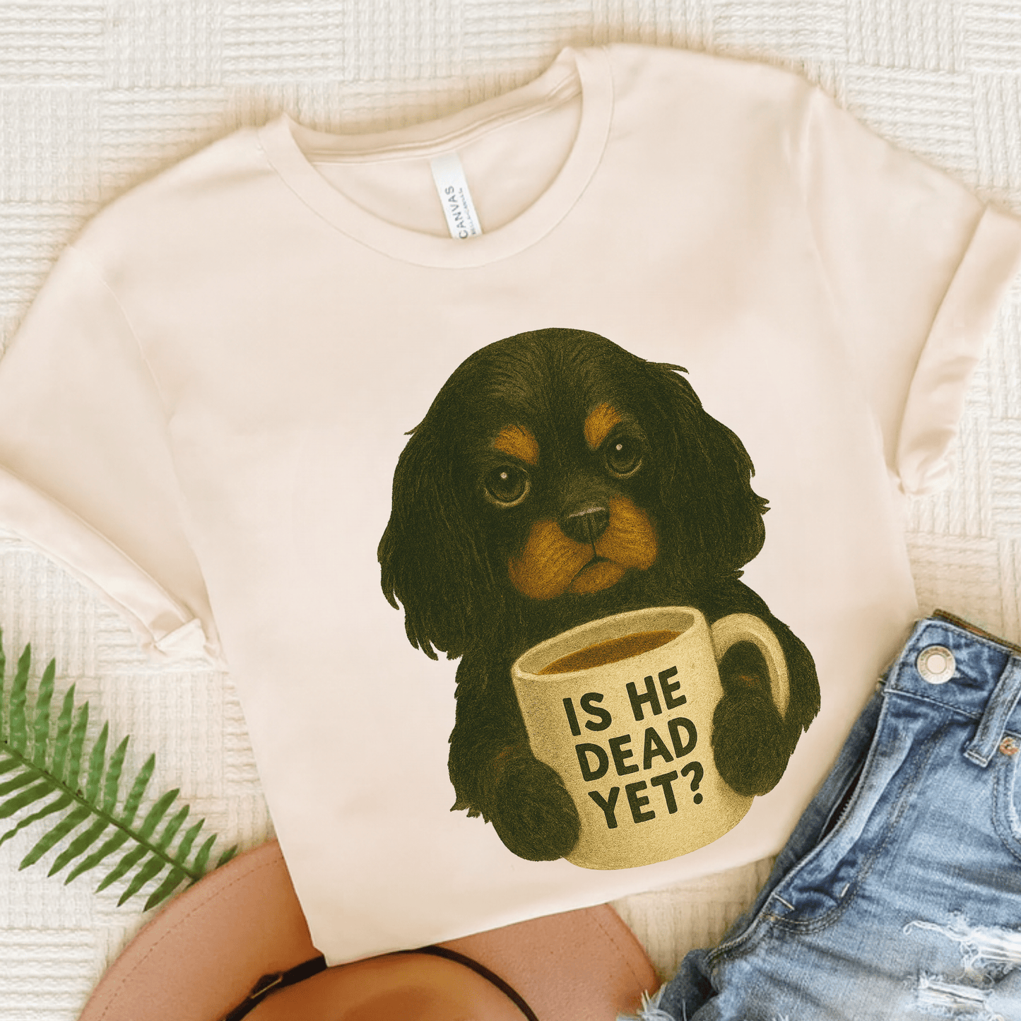 Black Tan Cavalier Dead Yet TShirt Natural