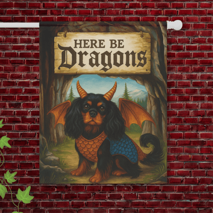 Black Tan Cavalier Dragon Garden Flag 24.5'' × 32''