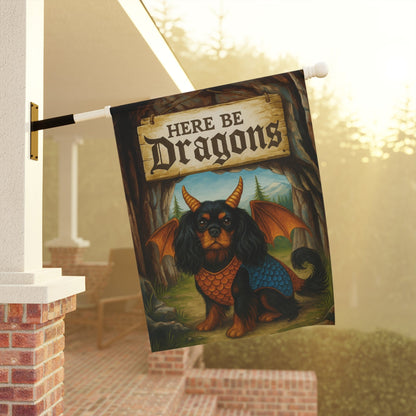 Black Tan Cavalier Dragon Garden Flag