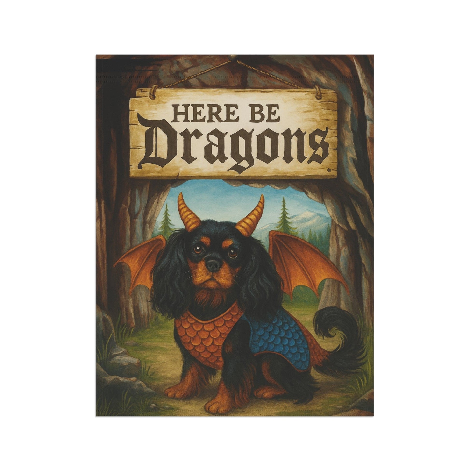 Black Tan Cavalier Dragon Garden Flag