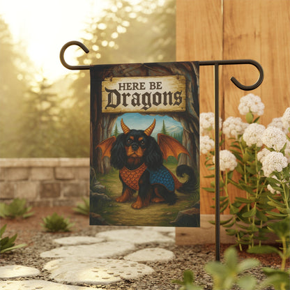 Black Tan Cavalier Dragon Garden Flag