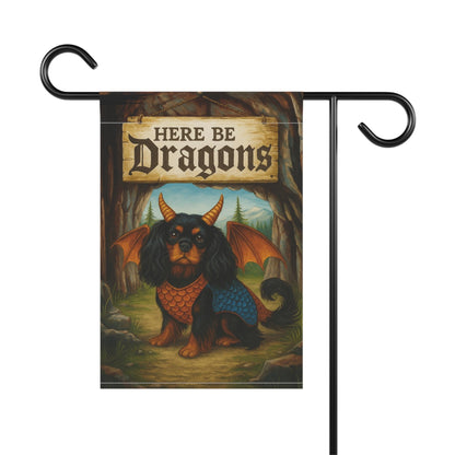 Black Tan Cavalier Dragon Garden Flag