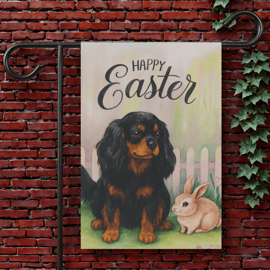 Black Tan Cavalier Easter Garden Flag 12'' × 18''