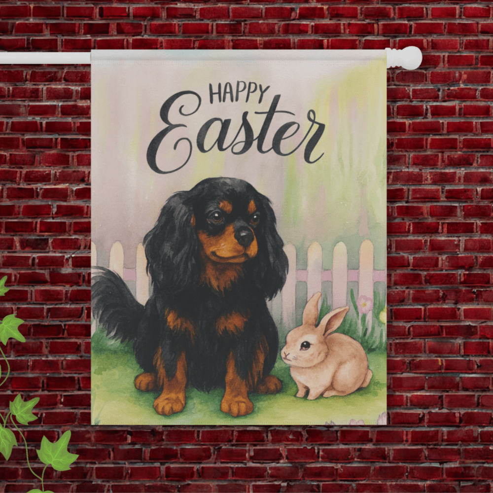 Black Tan Cavalier Easter Garden Flag 24.5'' × 32''
