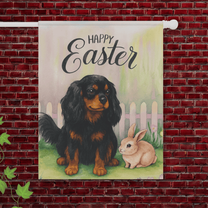 Black Tan Cavalier Easter Garden Flag 24.5'' × 32''