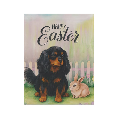 Black Tan Cavalier Easter Garden Flag