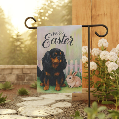Black Tan Cavalier Easter Garden Flag