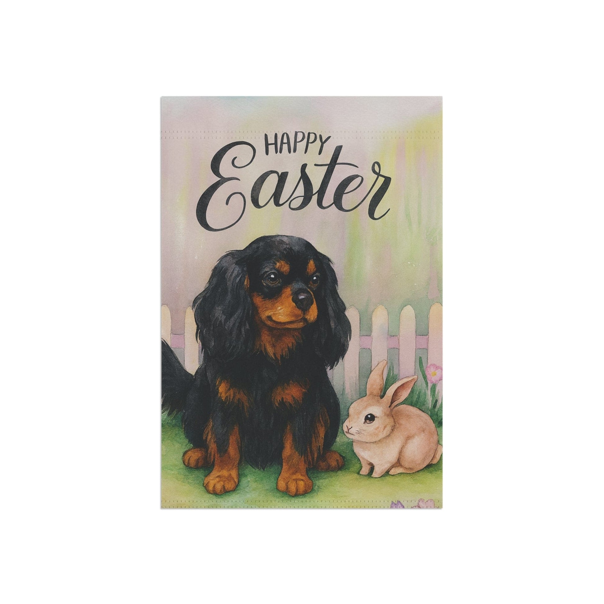 Black Tan Cavalier Easter Garden Flag