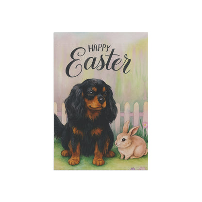 Black Tan Cavalier Easter Garden Flag